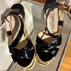 Jimmy Choo Black Patent Espadrilles